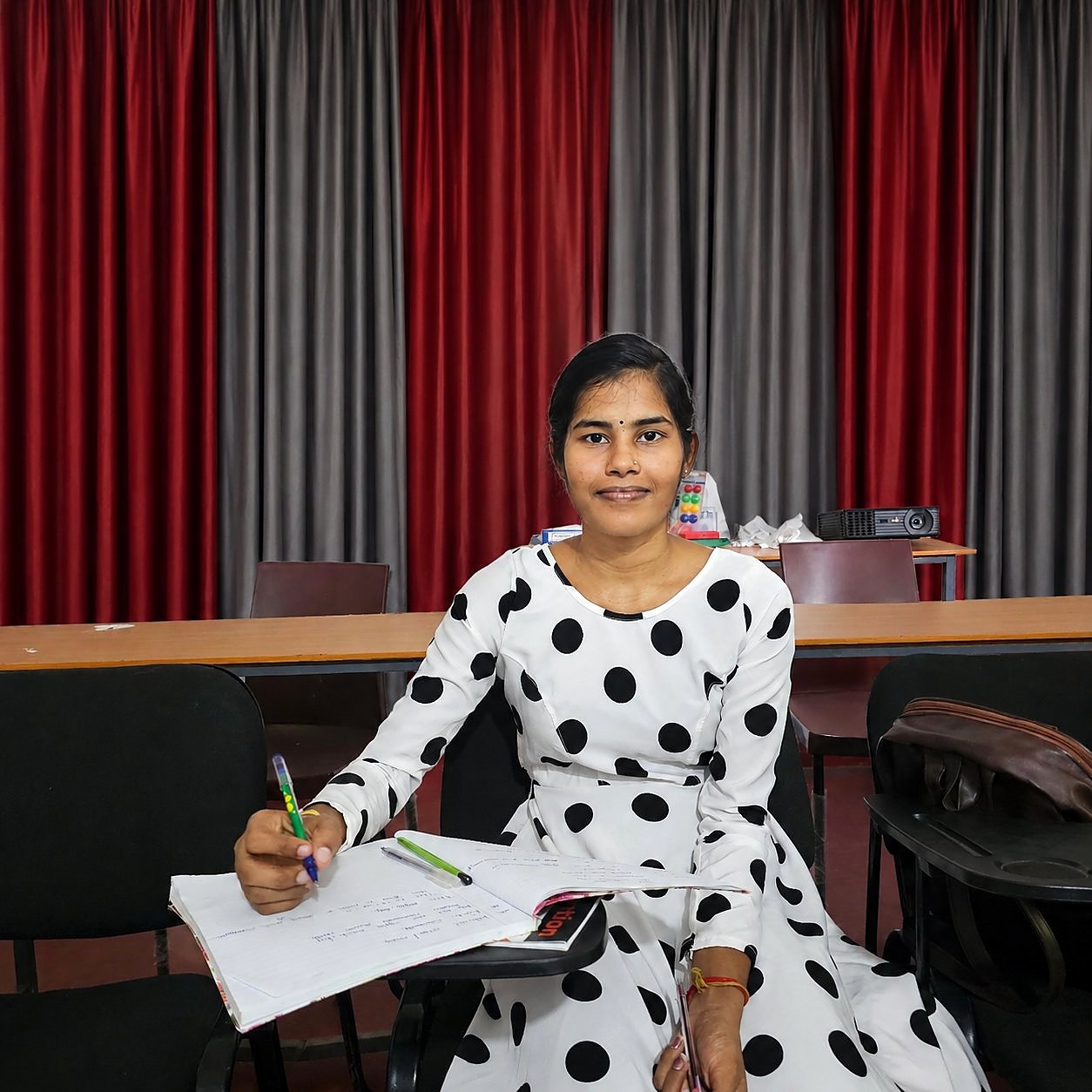 KU student studying in class